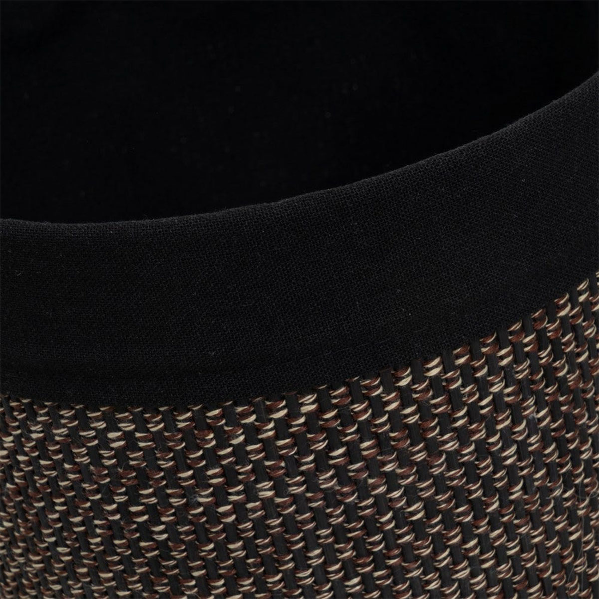 Set de 4 paniers ronds en bambou et tissu noir