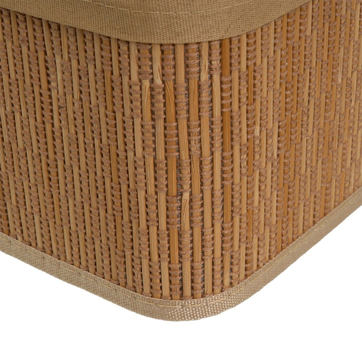 Set de 4 paniers de rangement bambou et tissu marron