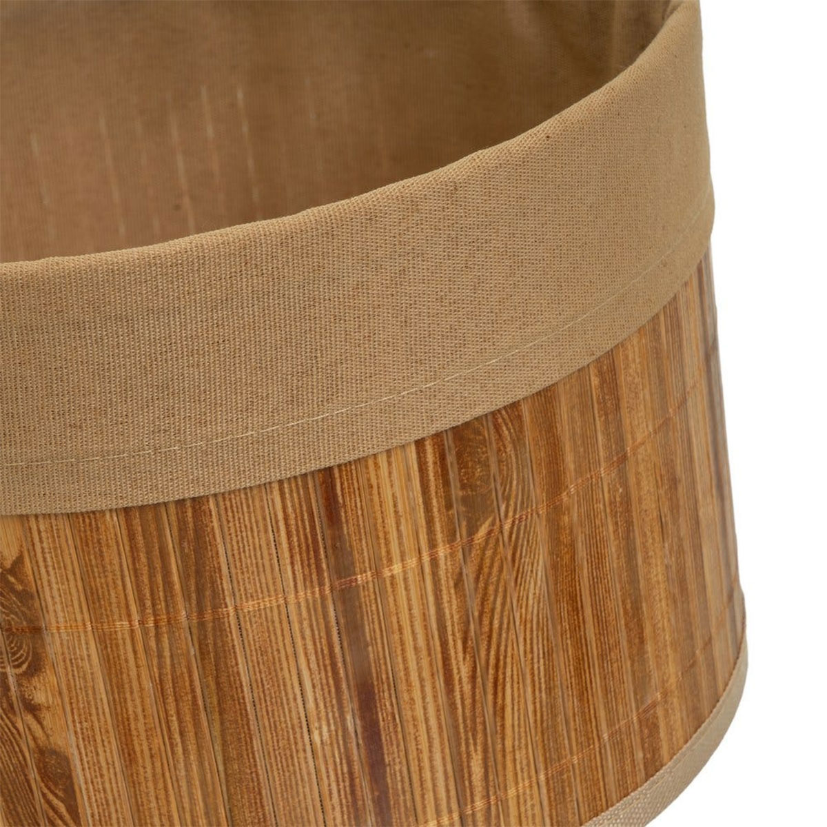 Set de 4 paniers ronds en bambou et tissu marron