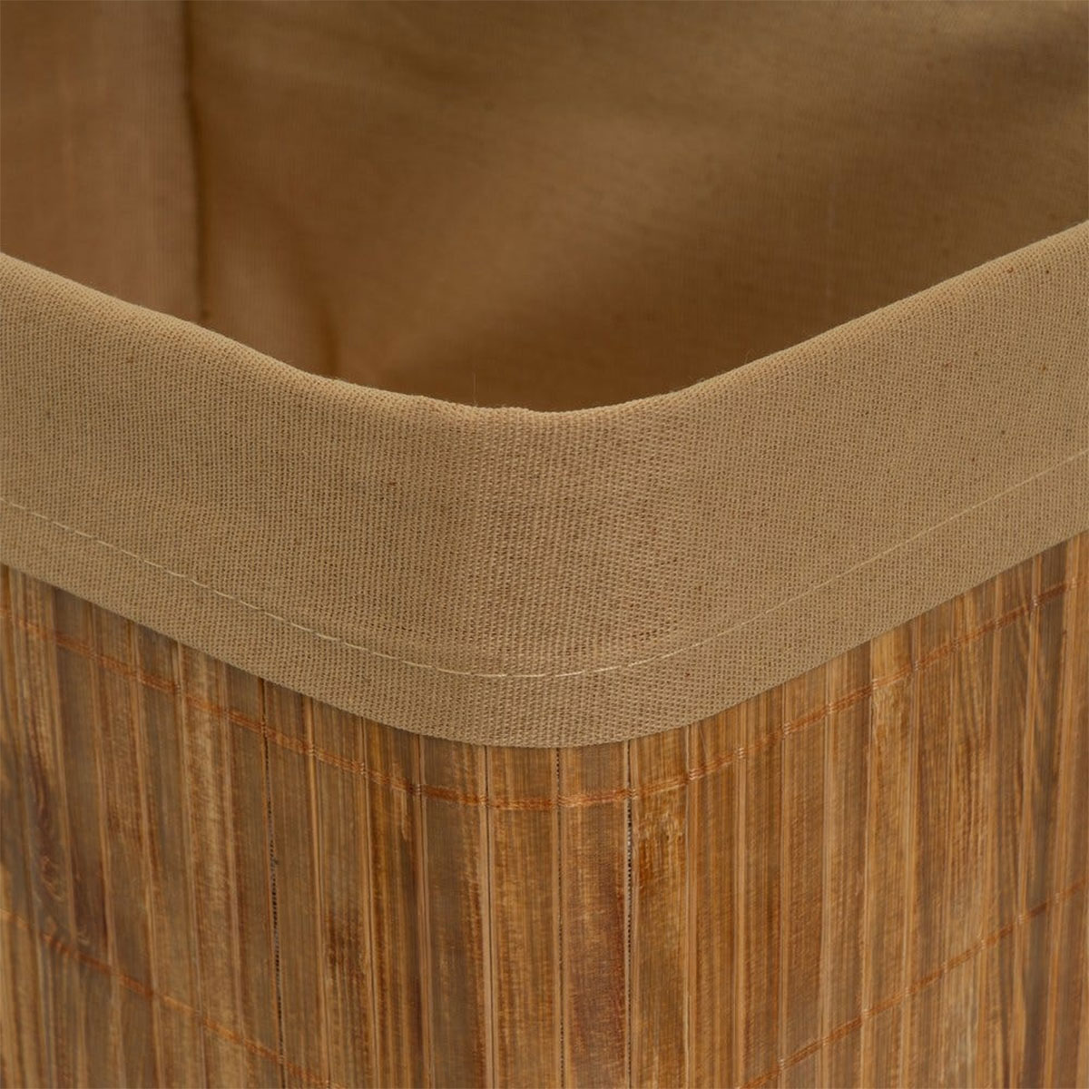 Set de 4 paniers ronds en bambou et tissu marron