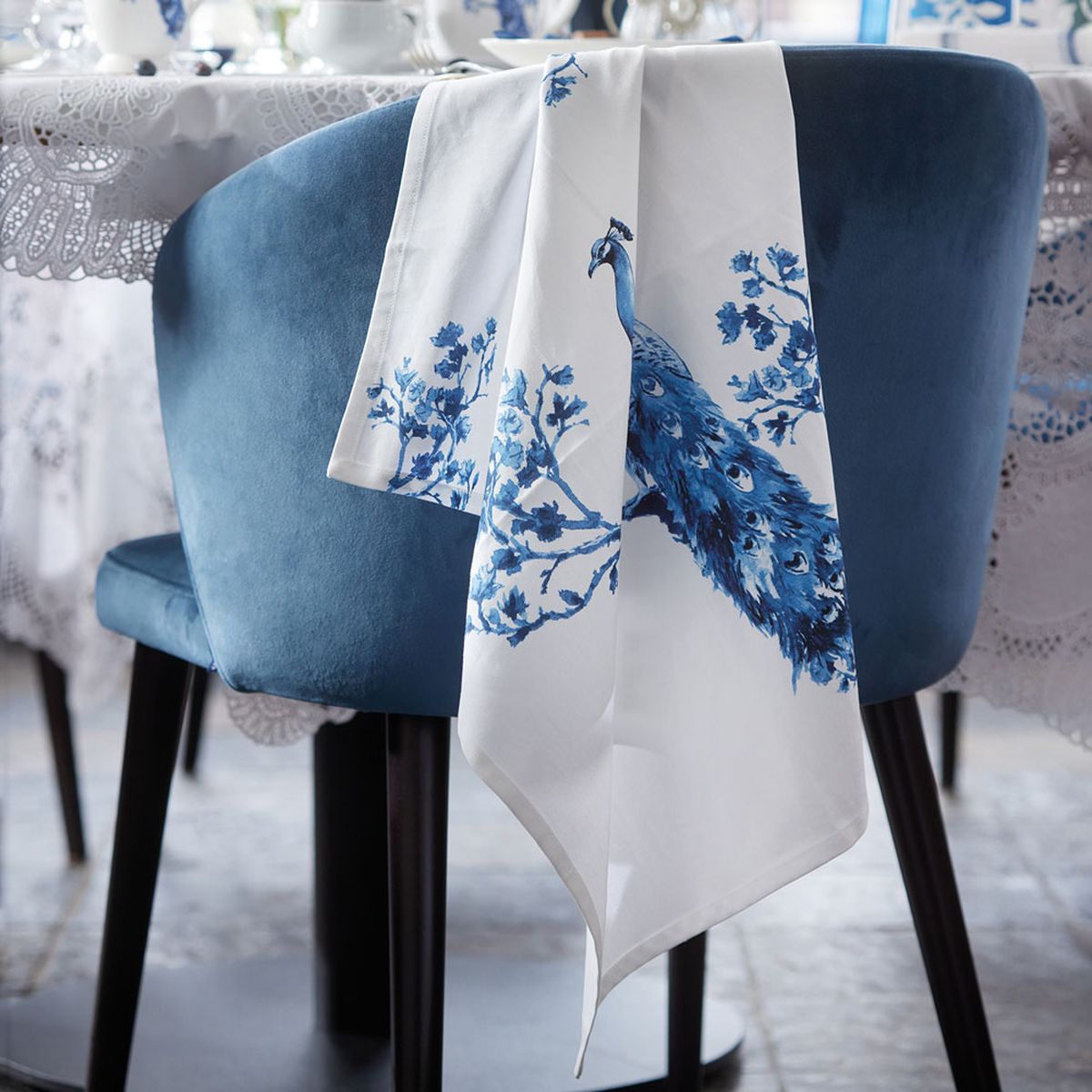 Torchon en coton Paon Royal 50 x 70 cm