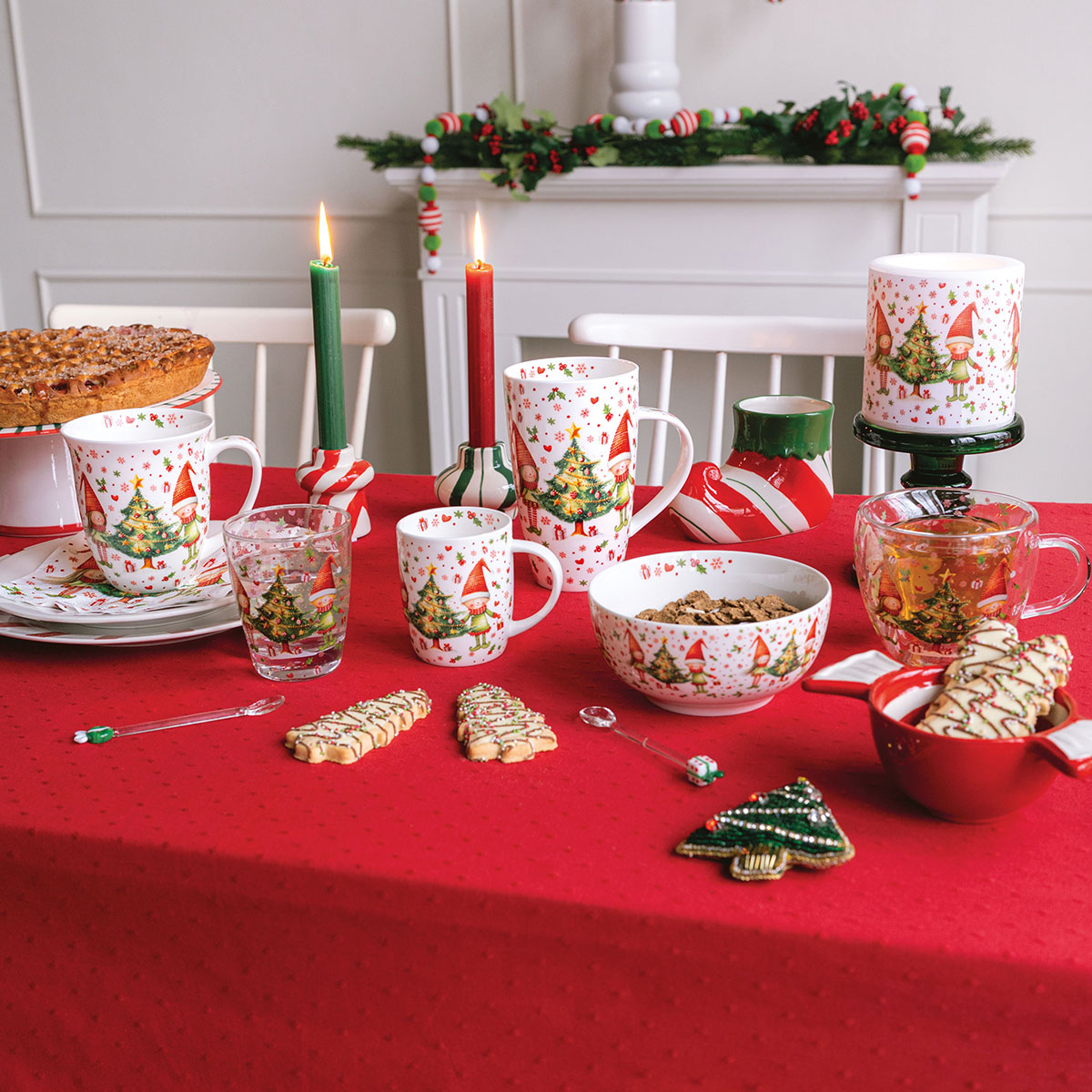 Bol en porcelaine fine d�cor Lutins de No�l