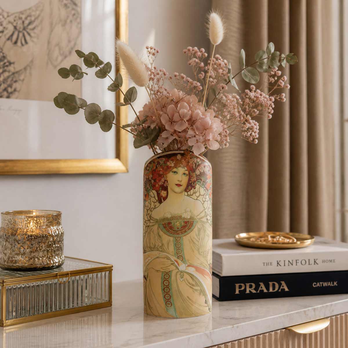 Vase Silhouette d'Art - Vase R�verie � Mucha en c�ramique