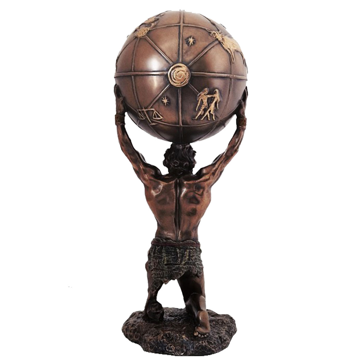 Figurine Atlas en rsine aspect bronze 20 cm