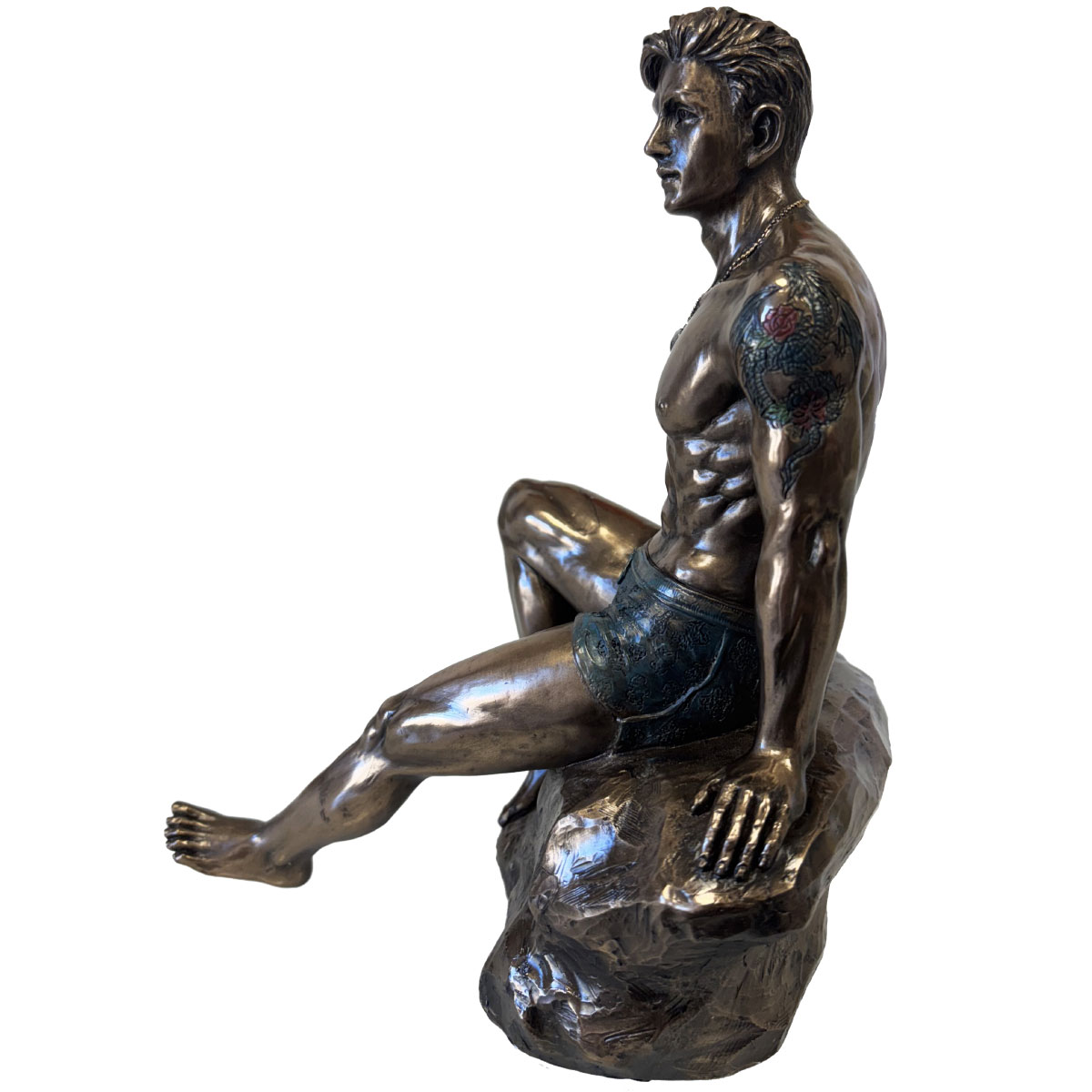 Statuette en rsine homme tatou assis 21 cm - Veronese