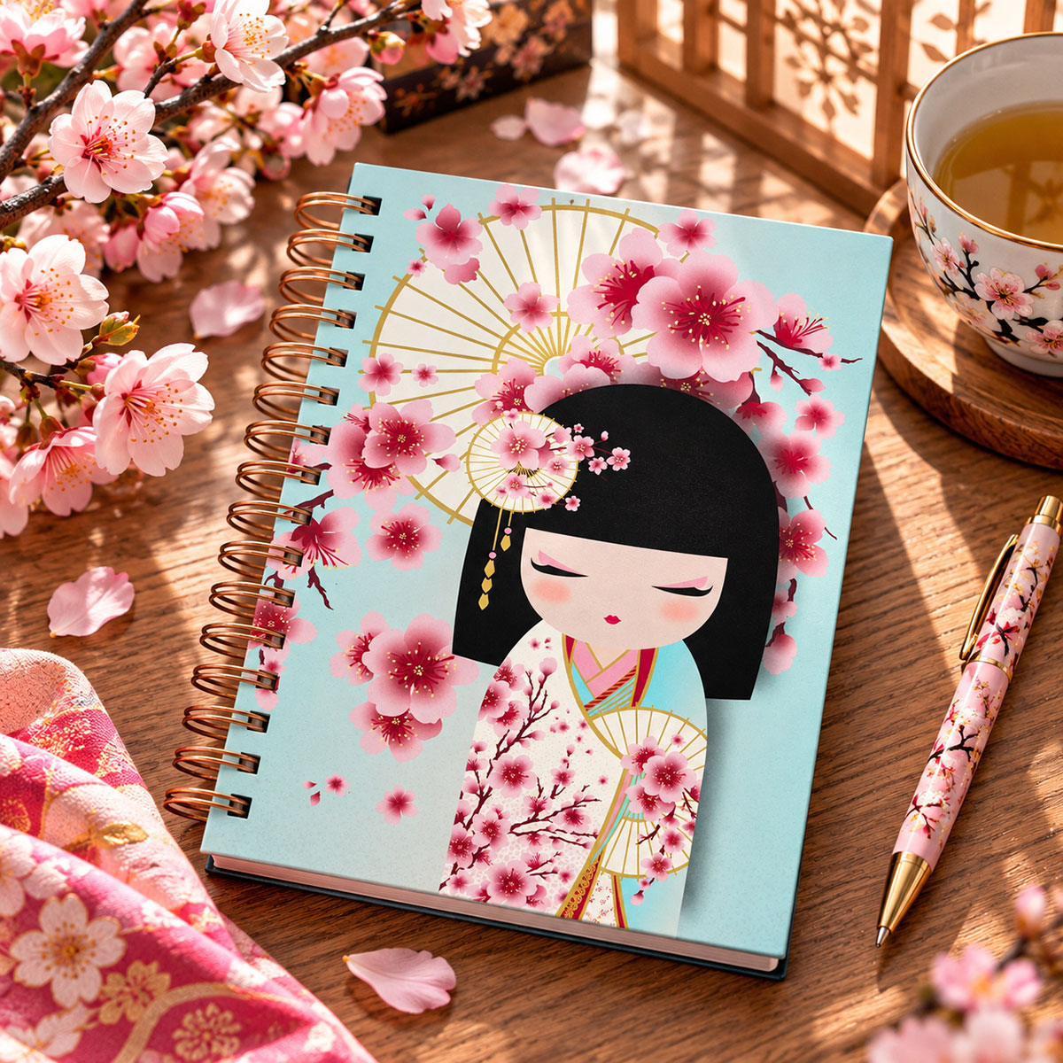 Carnet A5 Kimmidoll Sakura 152 pages fleurs de cerisier