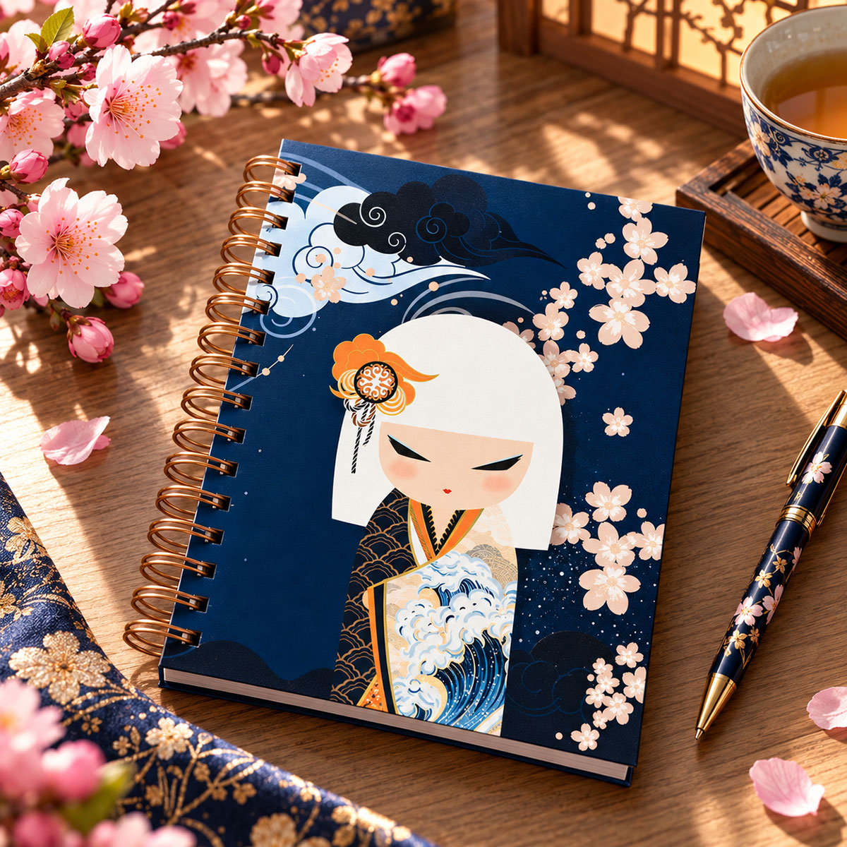 Carnet � spirales A5 Kimmidoll Minami 152 pages fleurs japonaise