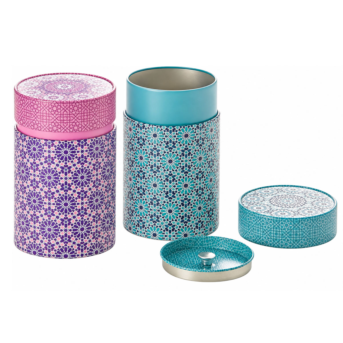 Bo�te � th� Mandala bleue en m�tal 150 g