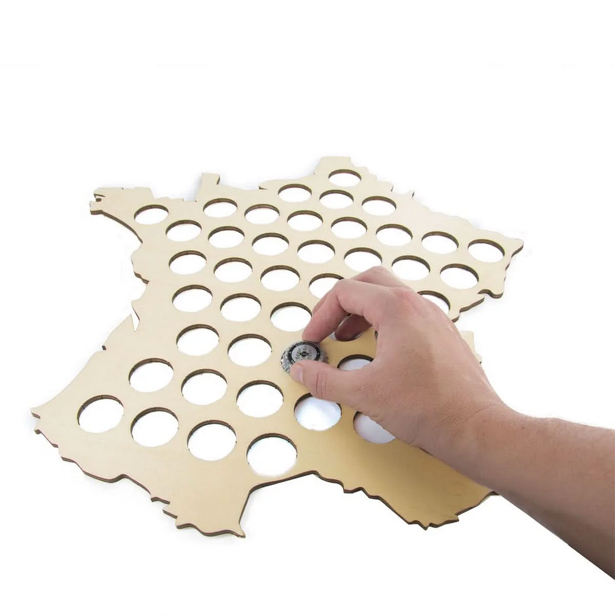 Collecteur de capsules de bire carte de France en bois