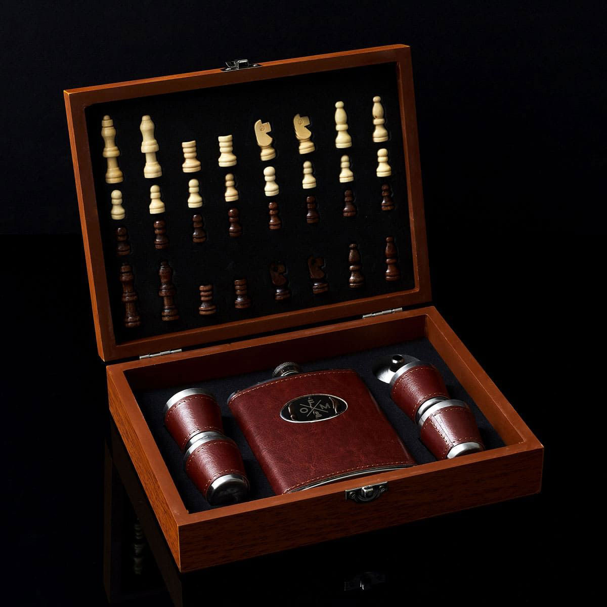 Coffret Cadeau Glen Appin - Flasque Harris Tweed 177ml + 2 Tasses + Entonnoir | Écossais, Acier Inoxydable, Boîte Cadeau