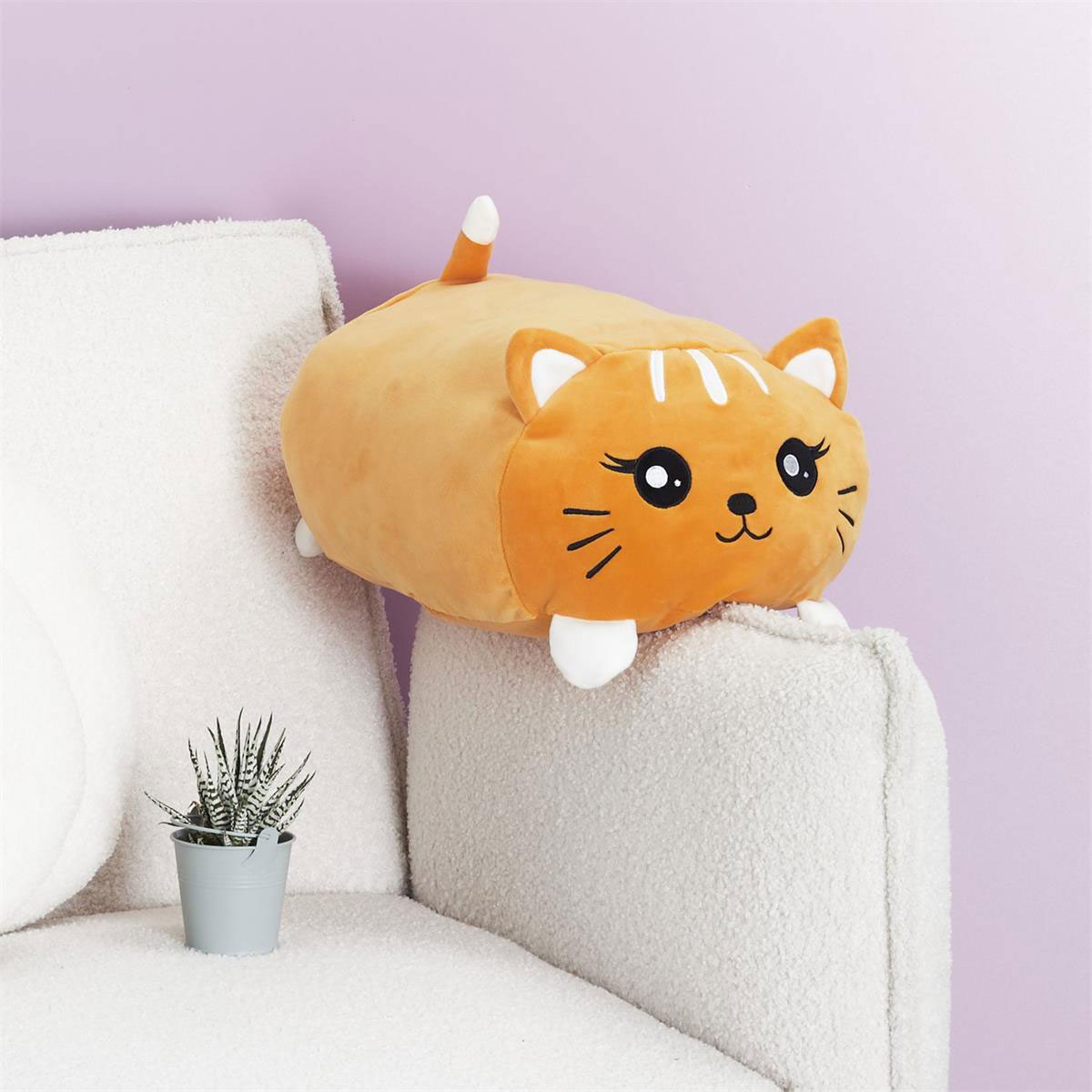 Coussin polochon chat roux
