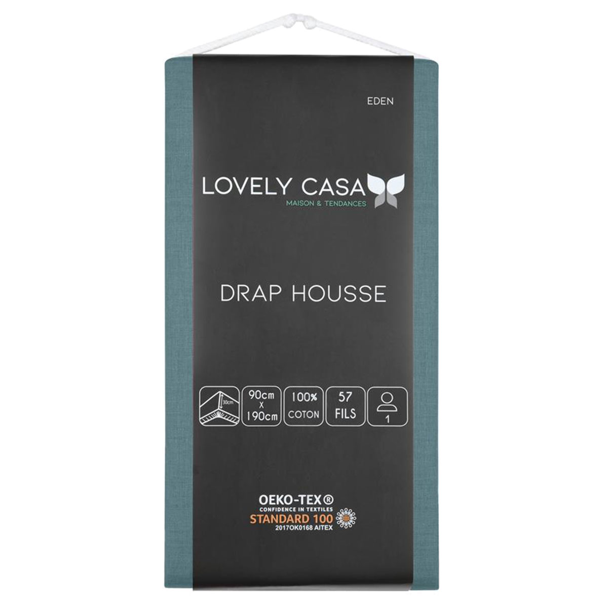 Drap housse uni 90 x 190 cm  Eucalyptus - Eden