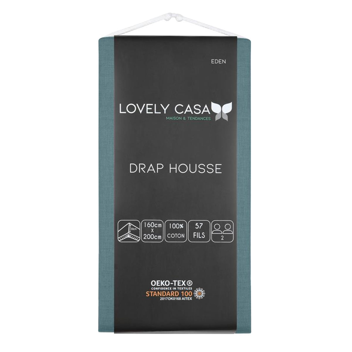Drap housse uni 160 x 200 cm  Eucalyptus