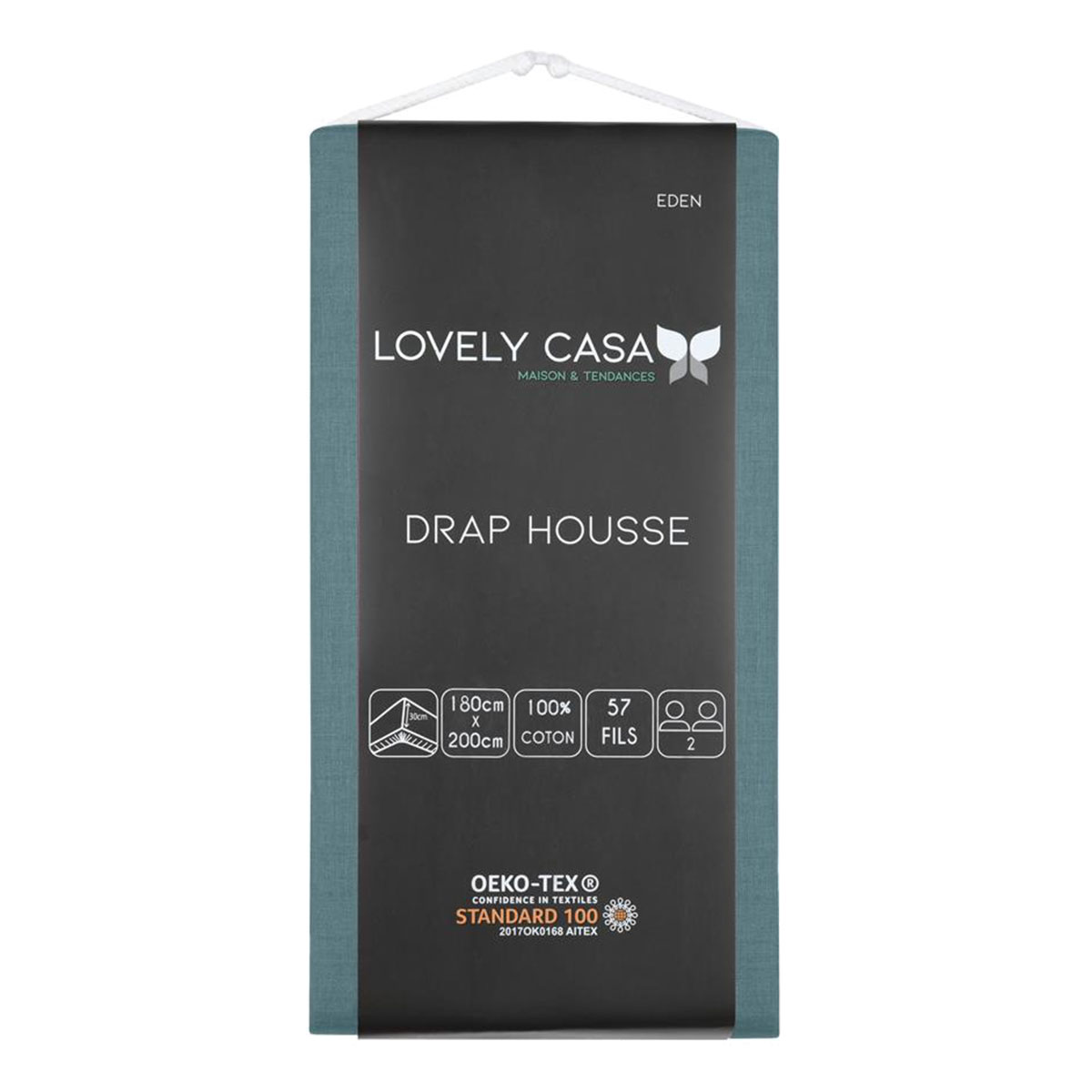 Drap housse uni 180 x 200 cm  Eucalyptus