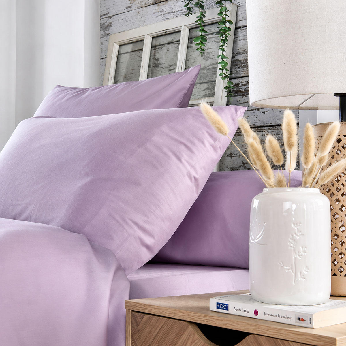 Taie traversin �lys�e parme 45 x 185 cm en coton percale