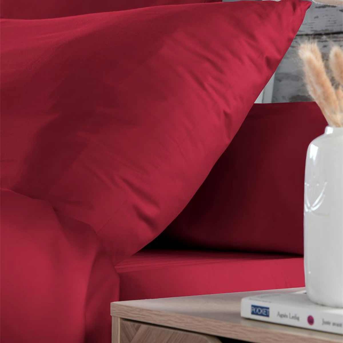 Drap housse Elys�e rouge 160 � 200 cm