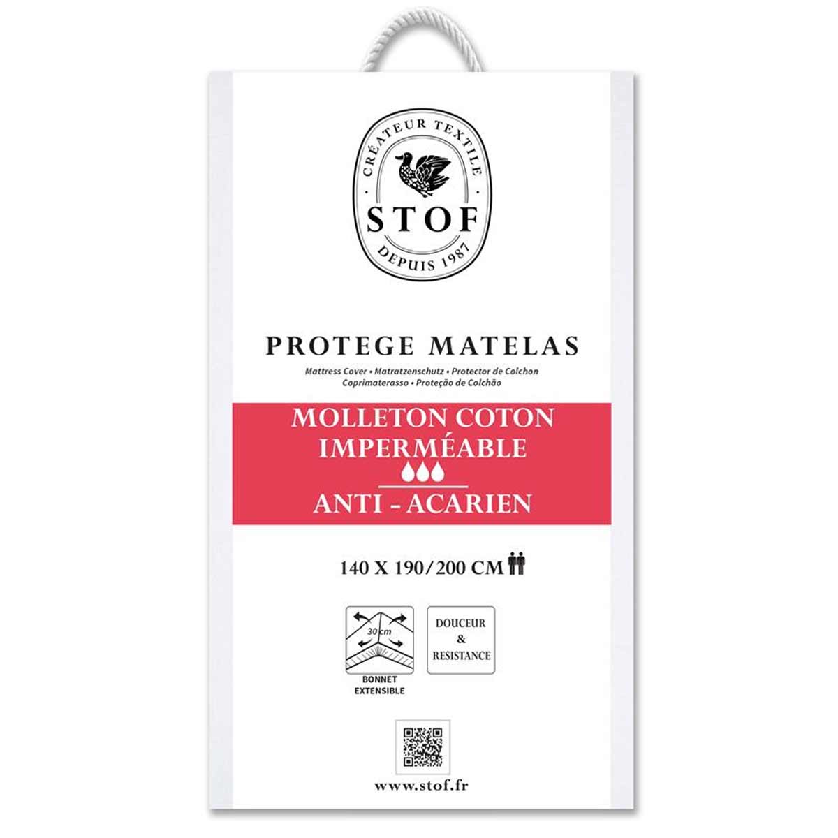 Prot�ge-matelas Carlyn blanc 140 � 190 / 200 cm