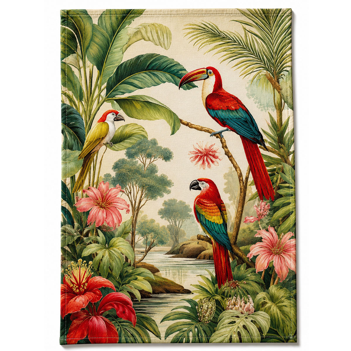 Lot de 3 torchons Jungle tropicale 50 x 70 cm