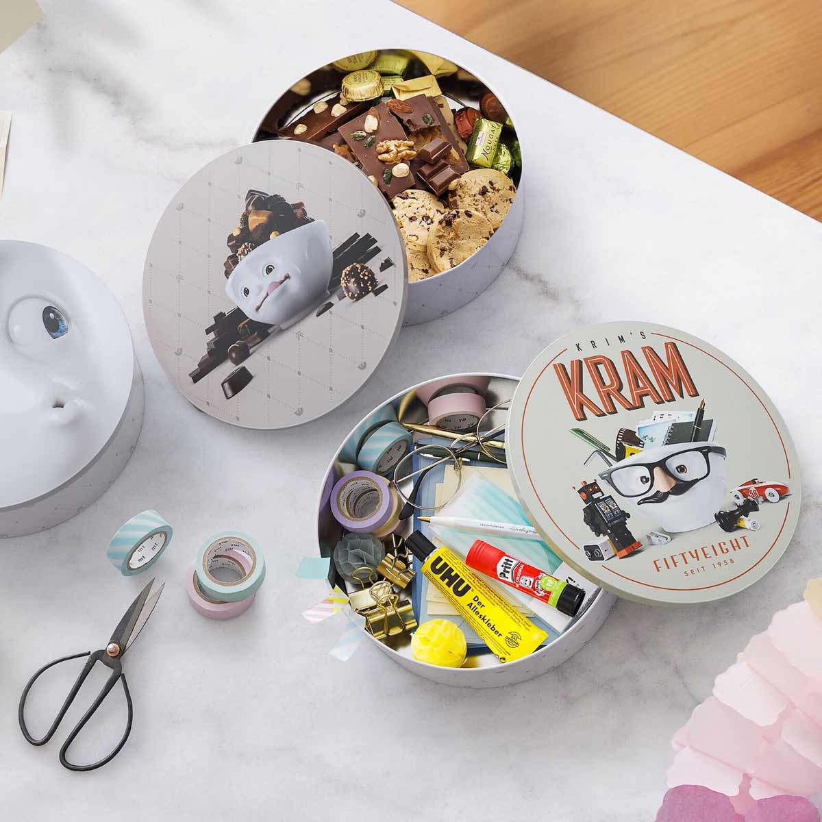 Boite ronde en mtal Tassen - Sweet Choco