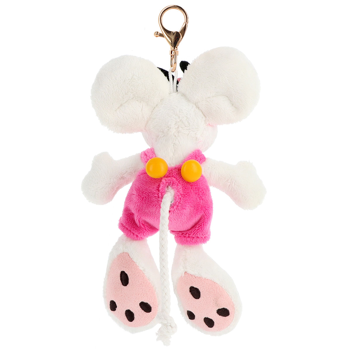 Porte-cls peluche Diddl en salopette rose  15 cm