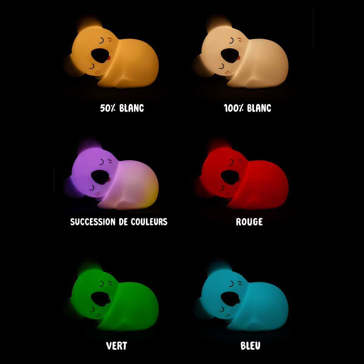 Veilleuse rechargeable souple Koko le Koala blanc