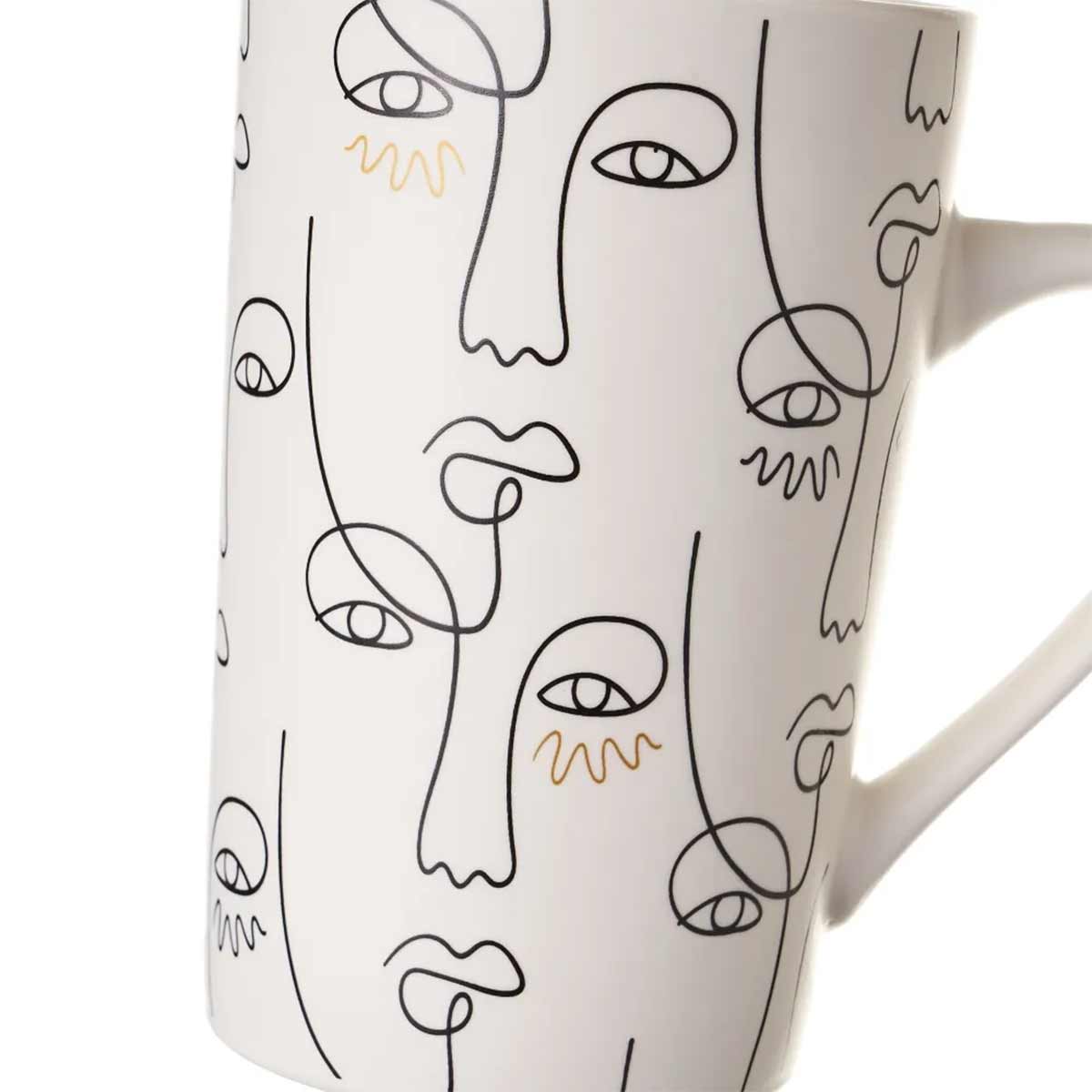 Ensemble de 4 mugs visages en c�ramique
