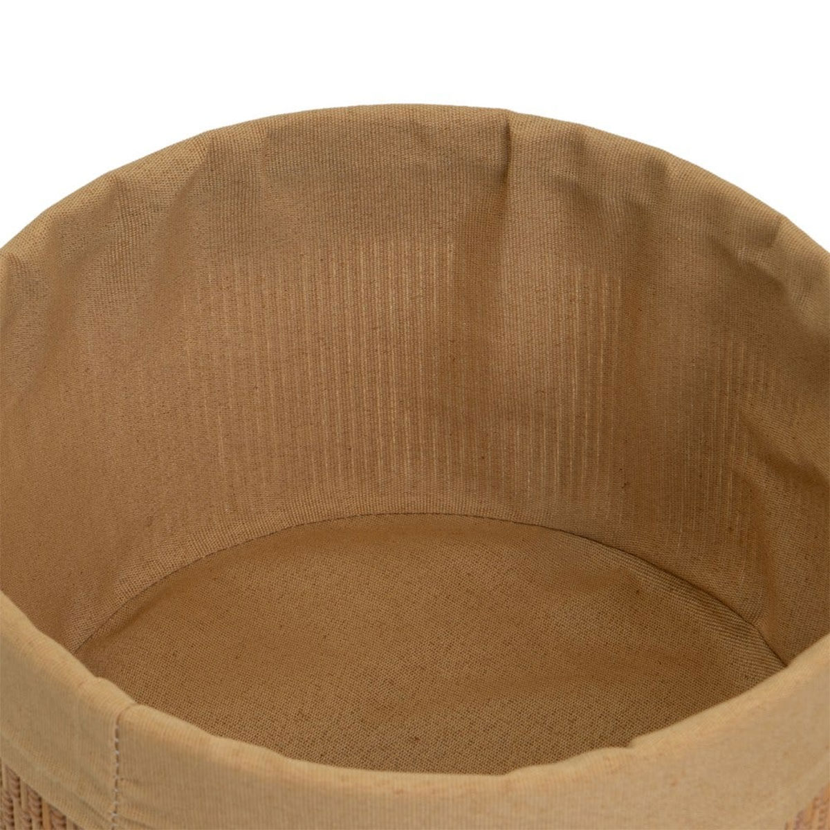 Set de 4 paniers ronds bambou et tissu marron