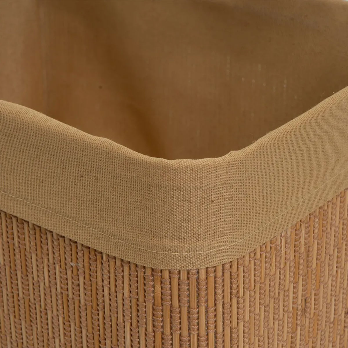 Set de 4 paniers de rangement bambou et tissu marron