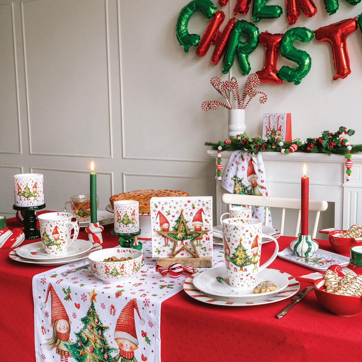 Bol en porcelaine fine d�cor Lutins de No�l
