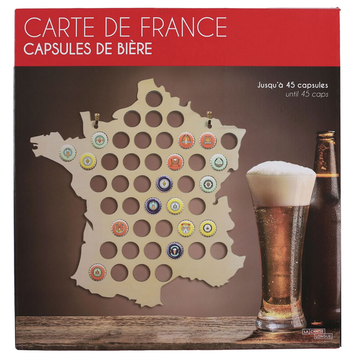 Collecteur de capsules de bire carte de France en bois