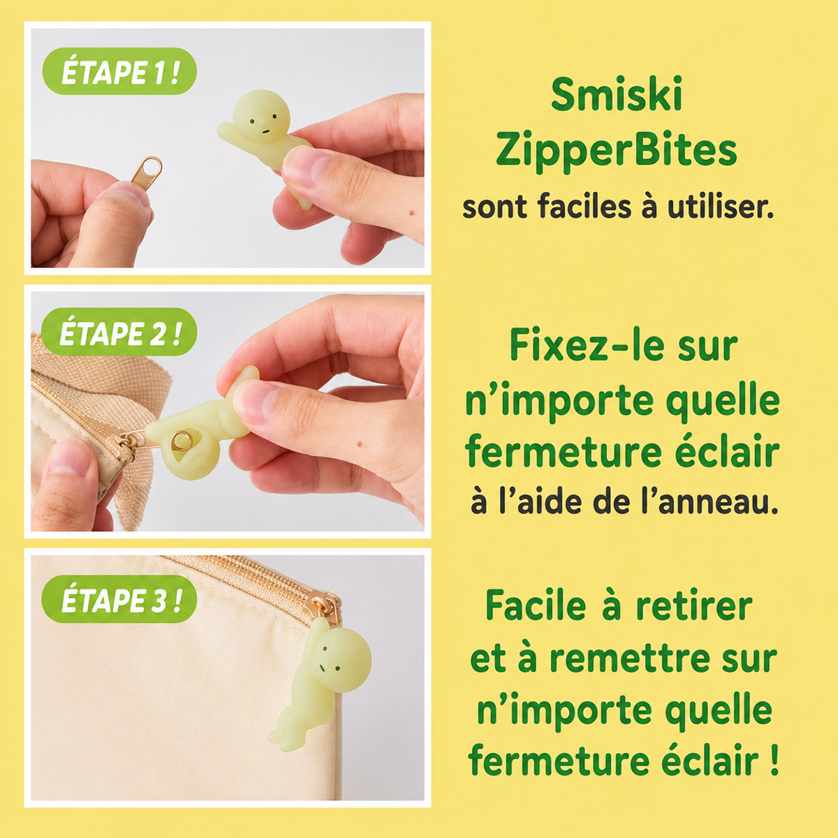 Mini Figurine Smiski Lumineuse pour Fermeture �clair