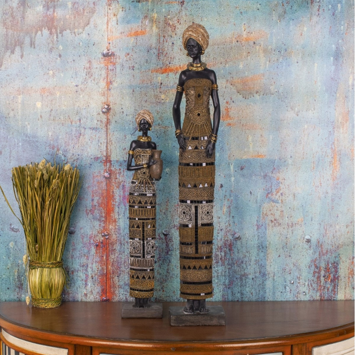 Figurine Africaine Porteuse dEau  56,5 cm