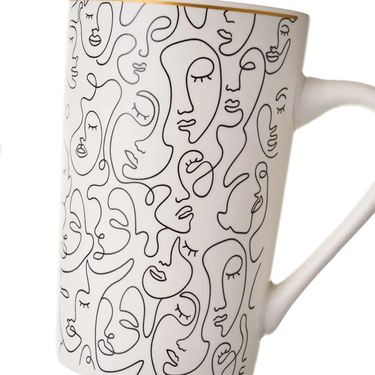 Ensemble de 4 mugs visages en c�ramique