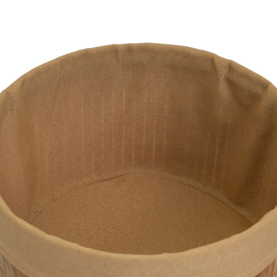 Set de 4 paniers ronds en bambou et tissu marron