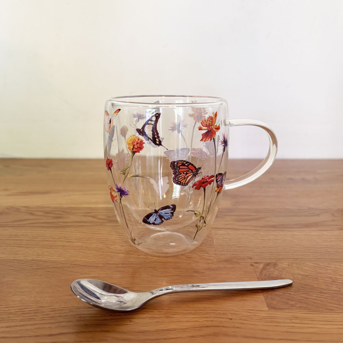 Tasse en verre double paroi  Jardin des Papillons