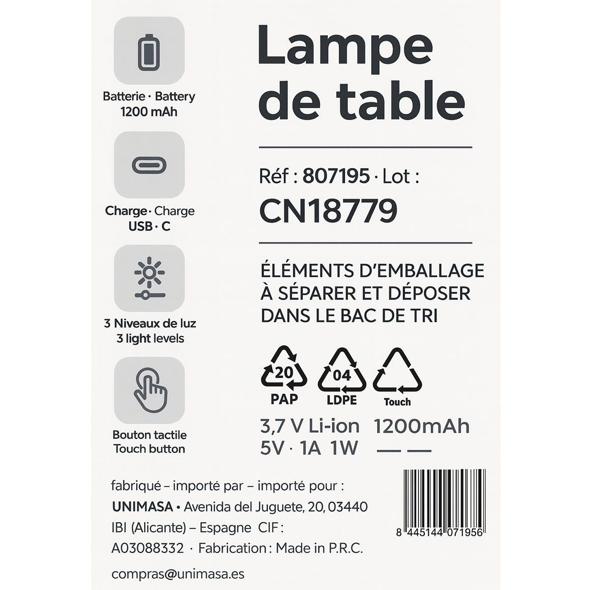 Lampe LED en bambou naturel � forme champignon