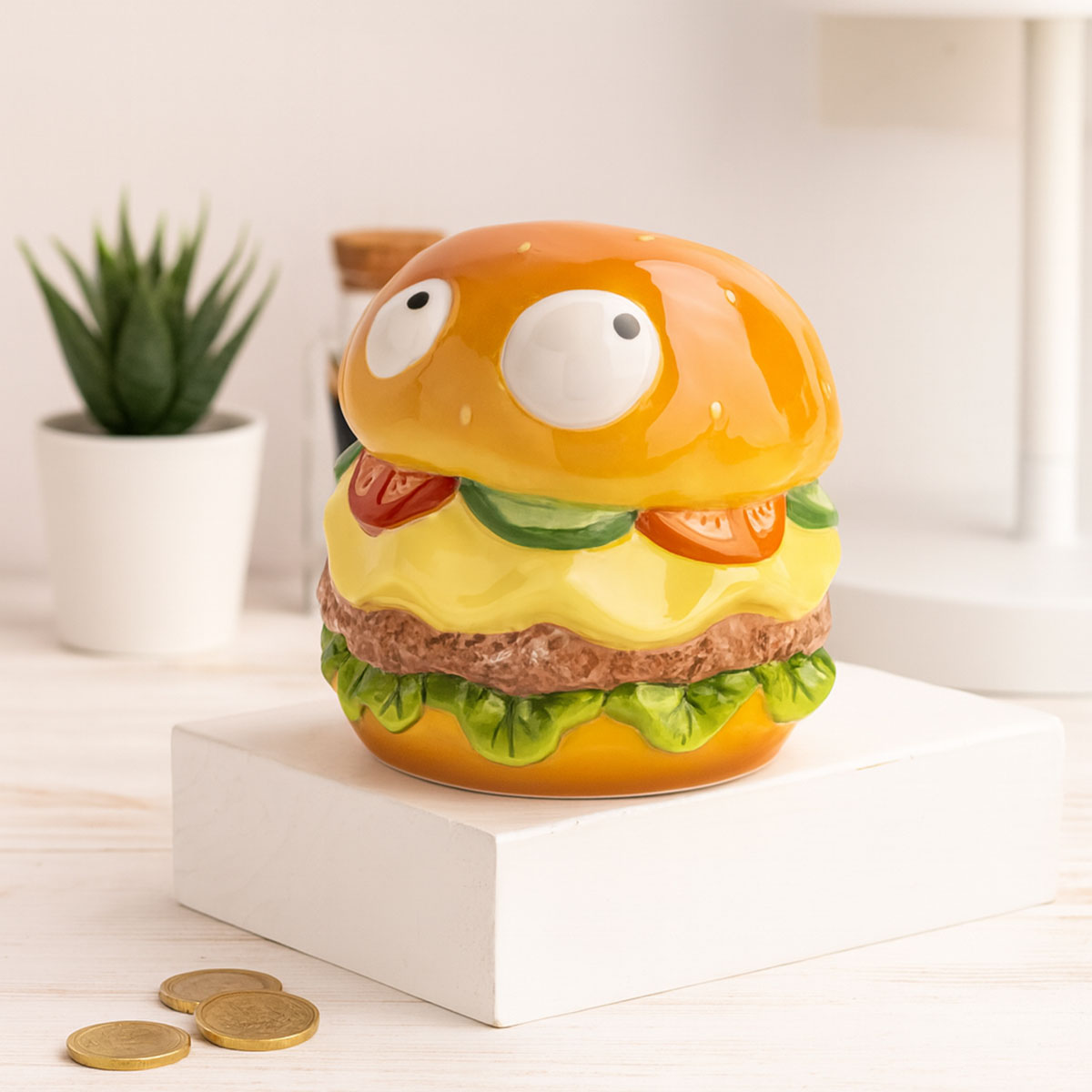 Tirelire Burger Rigolo � 12 x 11 cm