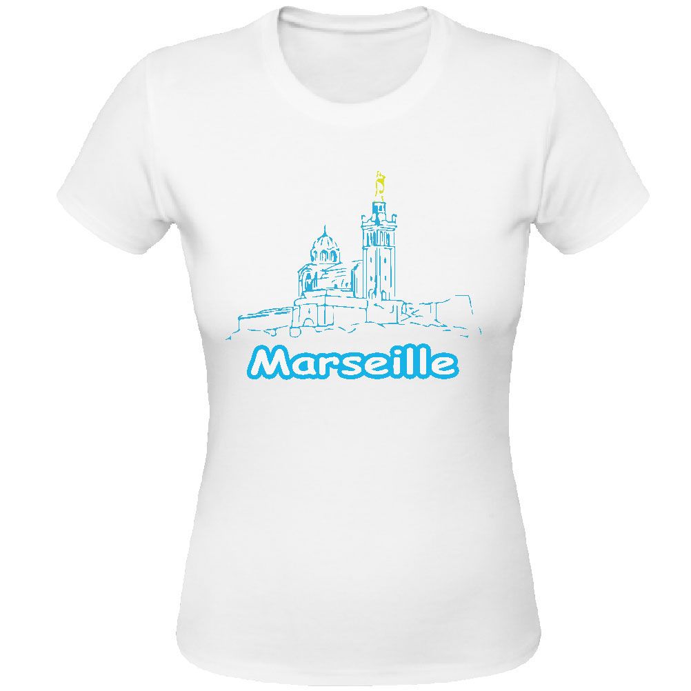 T-Shirt Marseille Notre Dame de La Garde par CBK Blanc Pur coton