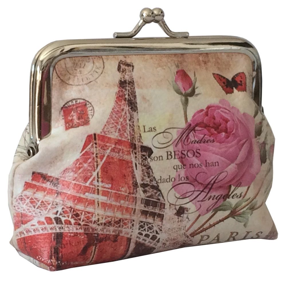 Porte-monnaie Tour Eiffel Motif Café - Petit Sac à Monnaie Femme - Fermeture éclair - Idée Cadeau Mignon