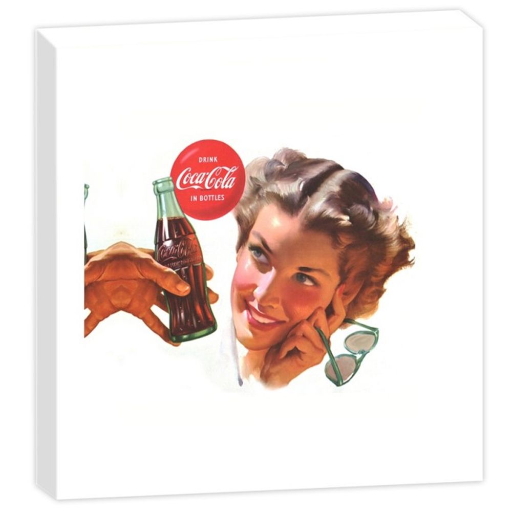 Cadre toile imprime Vintage Pin-up Cola-Cola bottle 35 x 35 cm