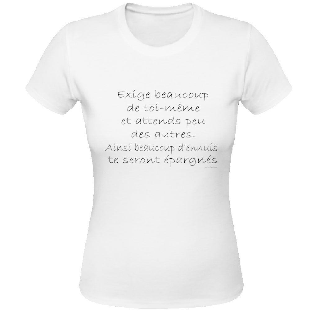 T-Shirt Confucius Citation par CBKreation Blanc 100% coton