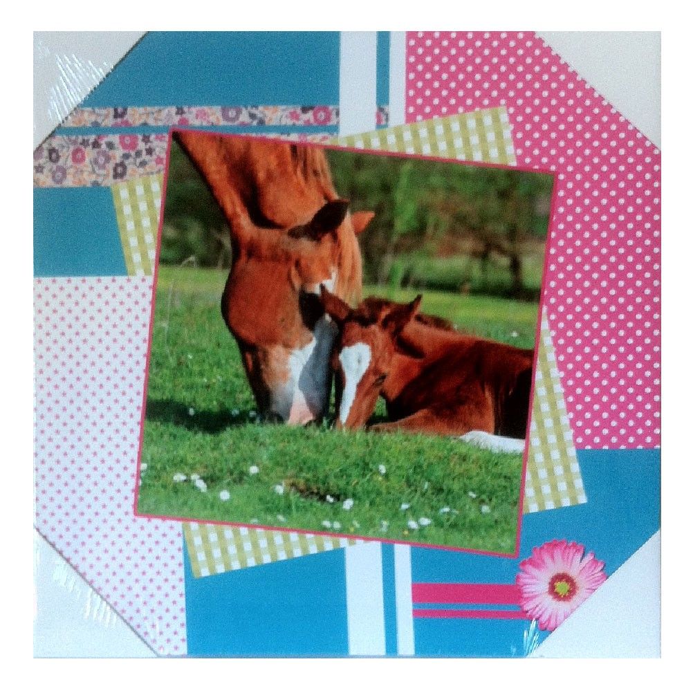 Cadre Cheval Patchwork en toile imprime 28 x 28 cm