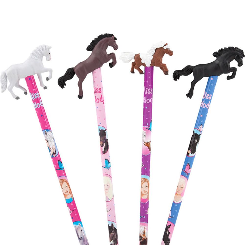 Lot De 24 Crayons à Papier Avec Gomme - Motif Cheval Pour Enfants, Amateurs équitation - HB, Longueur 17,5 Cm - Fournitures Scolaires