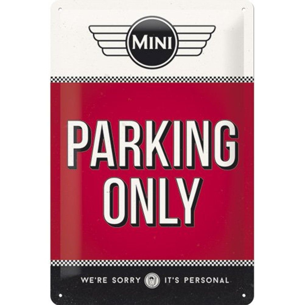 Plaque Mtal Austin Mini Parking Only 30 x 20 cm