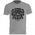 T-Shirt Lion srigraphi par CBK Gris 100% coton