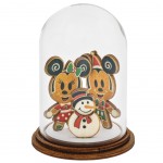 Cloche dcorative Mickey et Minnie en verre et bois 10 cm