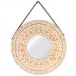 Miroir rond Mandala Coeurs  suspendre 39.5 cm