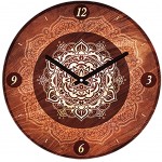 Horloge Boho en bois 28 cm - Mandala Marron
