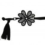 Bracelet Fantaisie filigrane noir élastique - Fleur