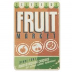 Magnet forme plaque mtal - Fruit Market - 10 x 6.5 cm